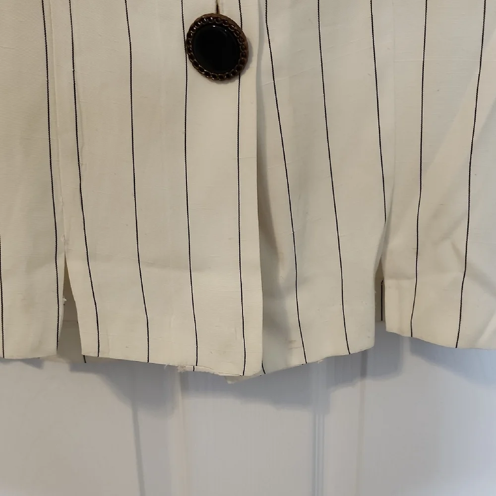 Elegant Cream Striped Mini Dress - Picture 5 of 11